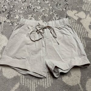 Tan Drawstring Tie Band Lightweight Cotton Linen style Casual Shorts